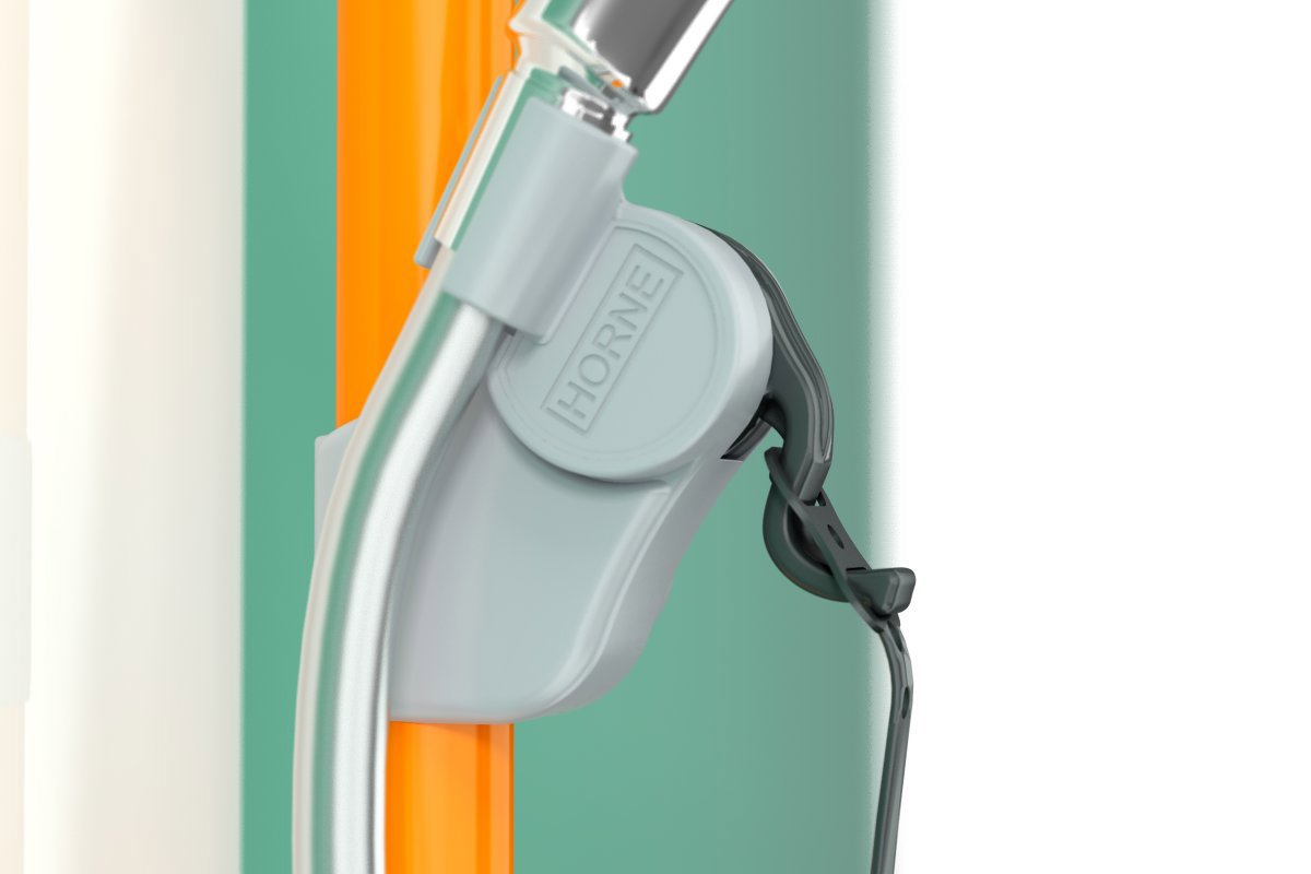 Riser release mechanism on orange Horne shower riser rail