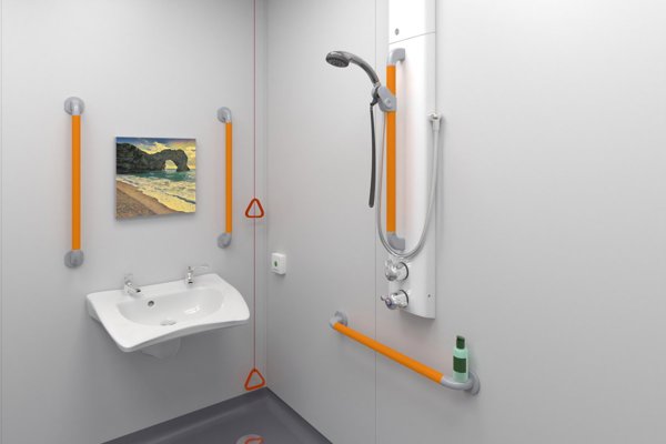 Dementia Care ensuite with T1Y8T42L and wall mounted support grab rails